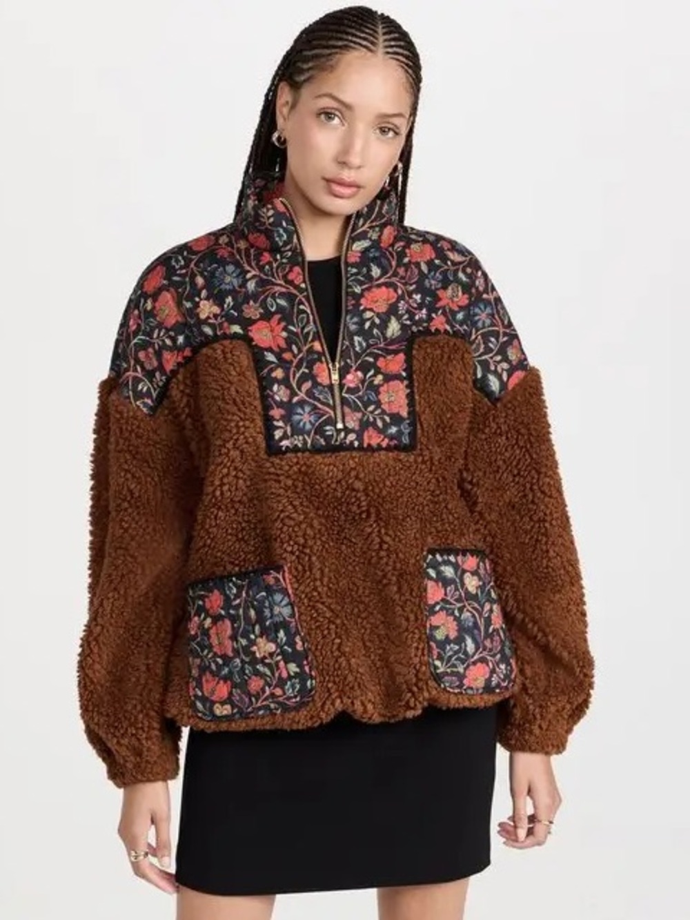 RHODE Cecilia Pullover in Walnut/Black Sz S